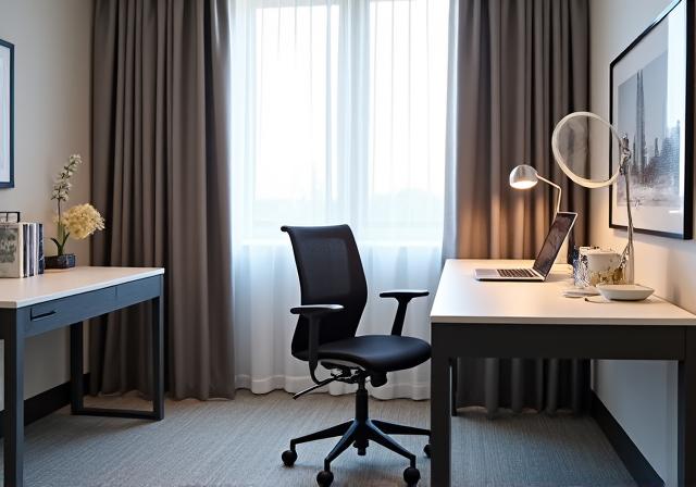 Dedicated workspace with desk and ergonomic chair in the Executive Broadbeach Suite
